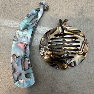 France Luxe Estelle Banana Clip in South Sea and Yvette Ponytail Clip in Onyx